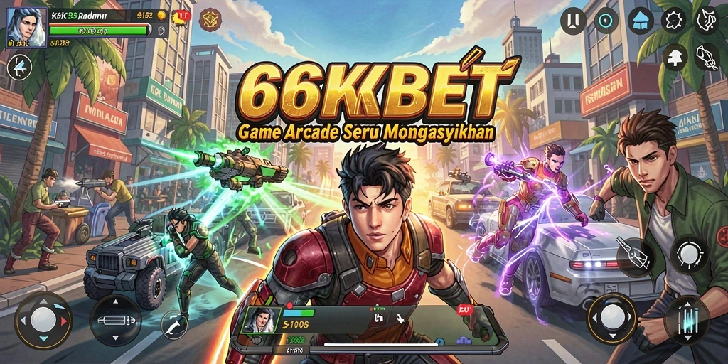 Screenshot utama 66KBET yang menunjukkan aksi seru dalam gameplay Arcade.