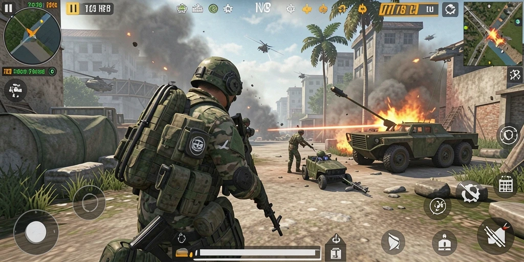 Screenshot utama <strong>77RP</strong> menampilkan aksi pertempuran seru di TPS.