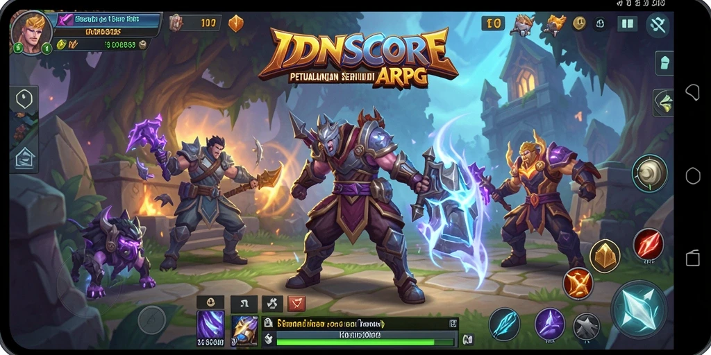 Tampilan gameplay dinamis dan mendebarkan di dunia ARPG IDNSCORE.