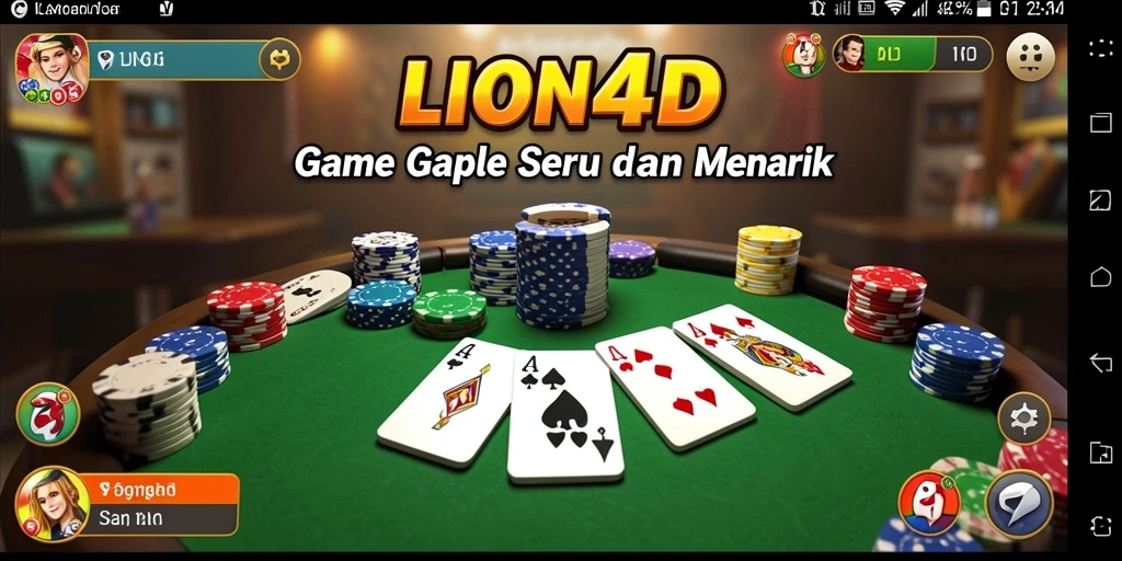 Screenshot utama LION4D menampilkan gameplay Gaple yang seru.