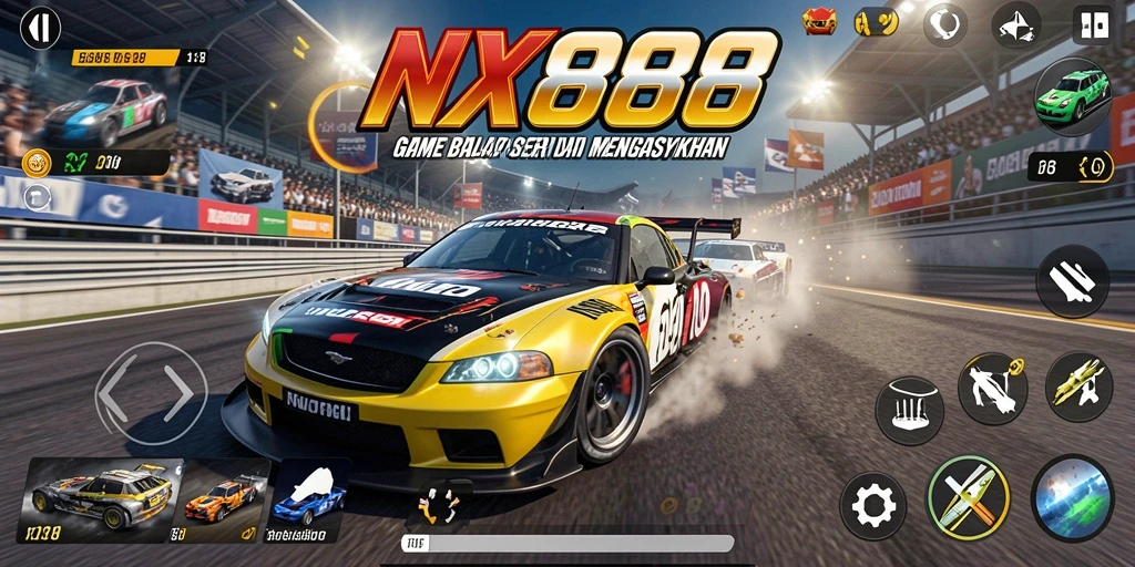 Gameplay balap menegangkan dalam NX888 yang penuh aksi.