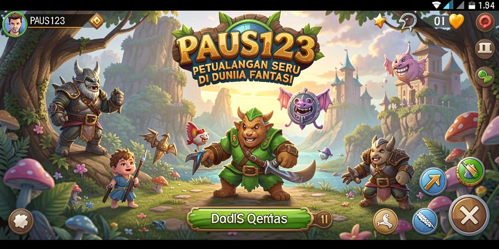 Screenshot gameplay PAUS123 dengan petualangan seru dan karakter unik