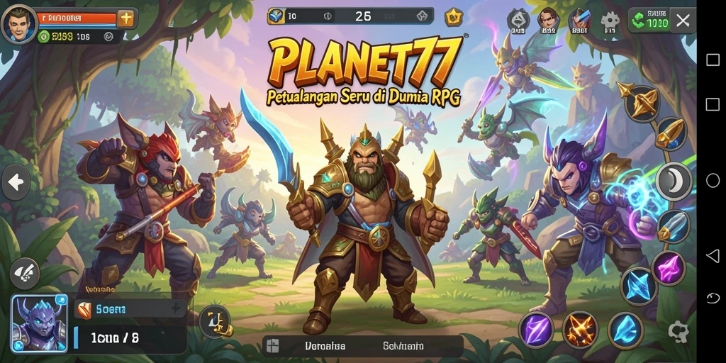 Tampilan dinamis gameplay RPG dalam PLANET77 yang mendebarkan.